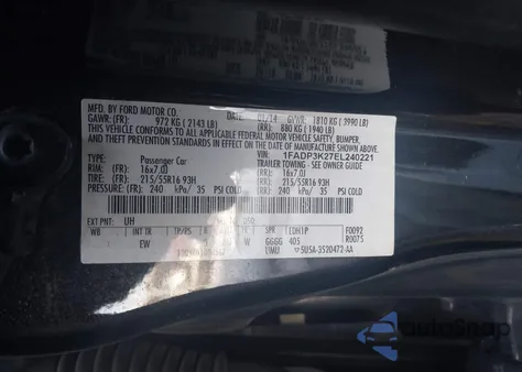 2014 Ford Focus Se из США, поврежденный, VIN 1FADP3K27EL240221